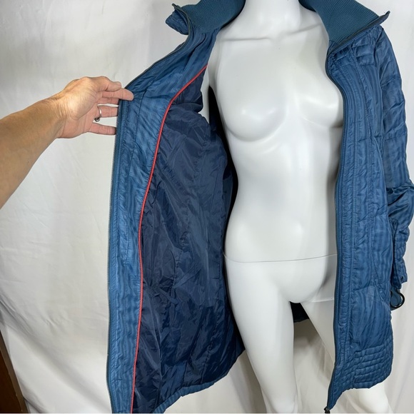 a.n.a Dark Teal Plaid Feather Down Filled Long Length Coat w/Belt - Picture 4 of 9